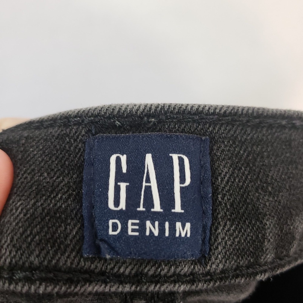 GAP True Skinny Jeans Womens Size 31 Distressed Black‎ Wash Denim Raw Hem Retro - Picture 11 of 14